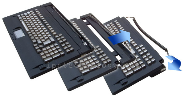 lunchbox style portable workstation MPC-8000 series detail view of fold down keyboard