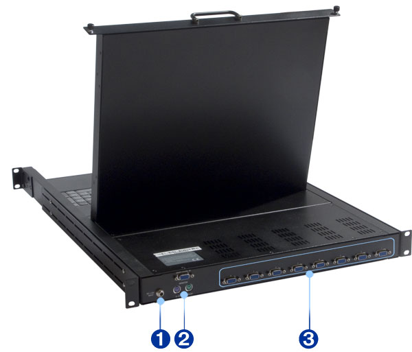 keyboard monitor switch SMK-580S19 with 19 inch LCD monitor and 8-port keyboard monitor mouse switches