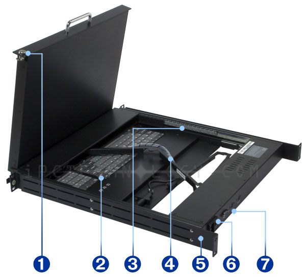 dual rail monitor keyboard rack console DMK-520 with LCD monitor keyboard drawer