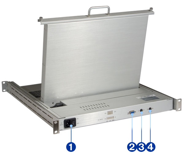 aluminum body rack LCD console with fold away LCD. The SMK-520LS17 back side details