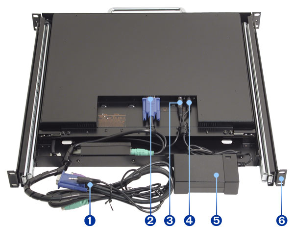 LCD monitor keyboard drawer DKM-TX15 input output detail view