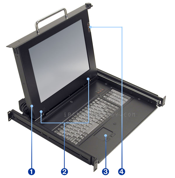 LCD monitor keyboard drawer DKM-TX15 front side detail view callout